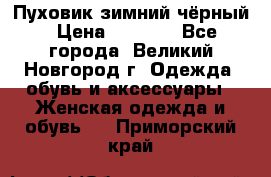 Пуховик зимний чёрный › Цена ­ 2 500 - Все города, Великий Новгород г. Одежда, обувь и аксессуары » Женская одежда и обувь   . Приморский край